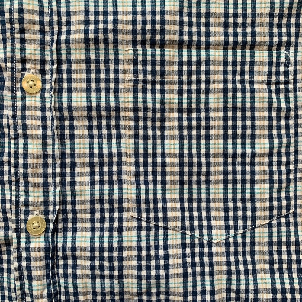 Men's J. Crew Slim Fit Blue Gray Orange Shirt, L - Picture 3 of 6